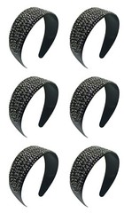 Set of 6 2″ Wide Band HairBand Lite Wt Plastic Bling Headbands for Women24611-6