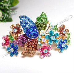 New rhinestones crystal butterfly flower metal hair barrette clip bridal clamp