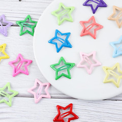 55Pcs 1.22″ Star Hair Clips Cute Hair Clips for Girls Colorful Metal Snap Hair
