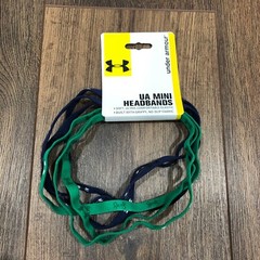 NEW Under Armour UA Mini Headbands 6 Pack Green Navy Blue Logo NEW