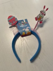 Brand New Easter Headband Blue Glitter Bunny Egg Pop Up 10.5″ Pastel Multi