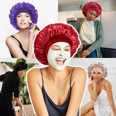 Silk Hair Bonnets Set for Sleeping, Satin Wraps for Curly Hair, 4 Styles