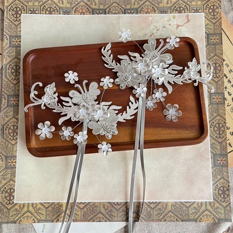 Chinese Hanfu Traditional Vintage Alloy Tassel Crown Hairpin
