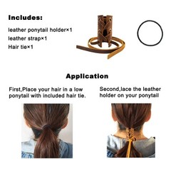 ,Genuine Leather Ponytail Holder,Leather Hair Ties,Braid Holder,Long Hair ,Pu…