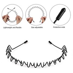 6Pcs Metal Hair Headband Wave Style Hoop Band Sports Hairband for Men Women
