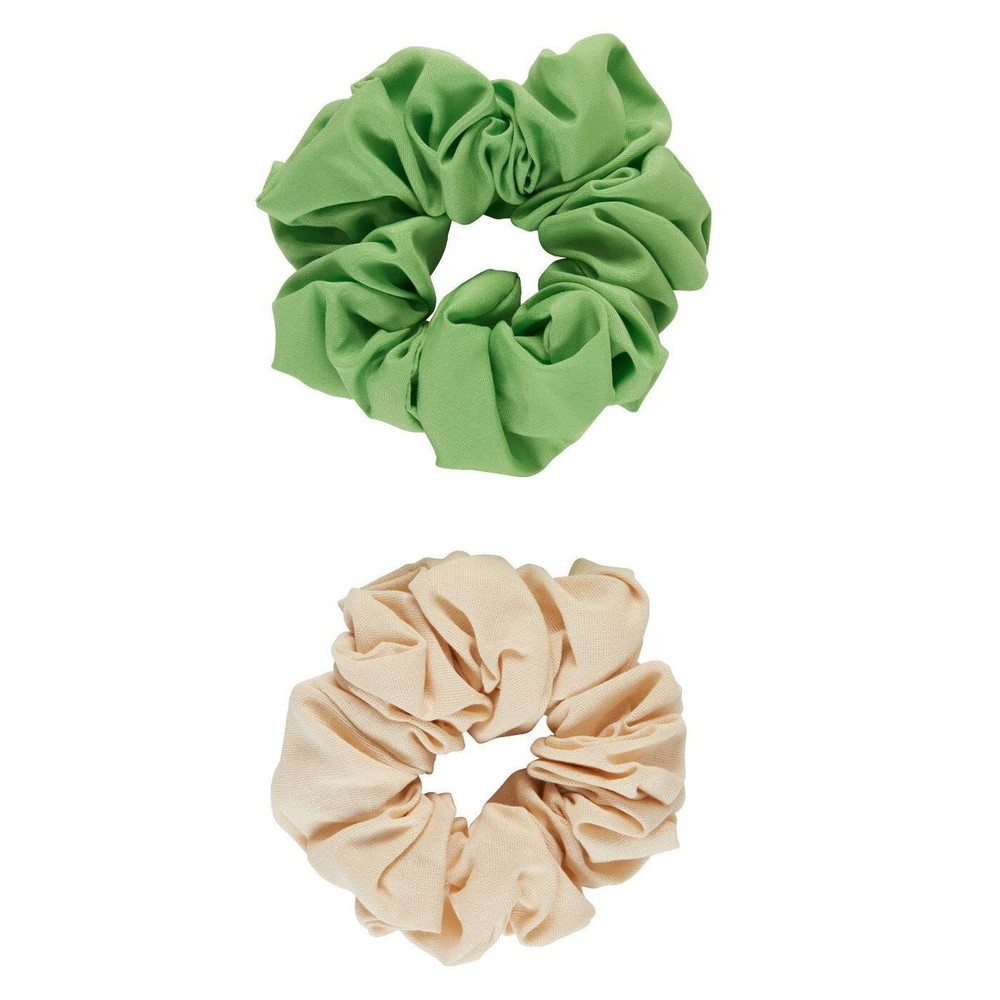 2pk Scunci Jumbo Scrunchie in Bright Green and tan NWT