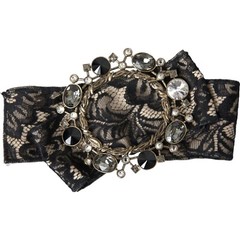 DOLCE & GABBANA Brooch Hair Pin Black Lace Crystal Handmade Accessory RRP 750usd