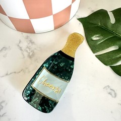 Champagne Bottle Claw Clip Novelty Cheers Hair Accessory Acrylic Celebration NEW
