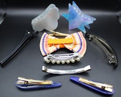 10 Hair Clips/Barrettes Girls Teens Some Vintage w/ Wear/Aging Cosplay Theatre