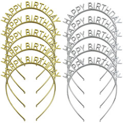 10 Pack Bulk Gold Silver Happy Birthday Headbands Thin Plain Blank Hard Base Pla