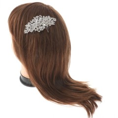 Silver Tone Metal Hair Comb With Rhinestone H3943-SCRY