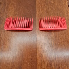 Goody Hair Side Combs Kant Slip 80’s 90’s Vtg Red 3″ Plastic USA Set Of 2