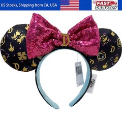 Disneyland’s Resort Castle 2022 Gold Sleeping Beauty Ears Sequin Bow Headband