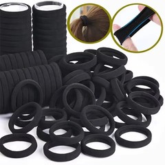 50PCS Black Hair Ties for Women No Damage Elastic Hair Bands for Thick hair