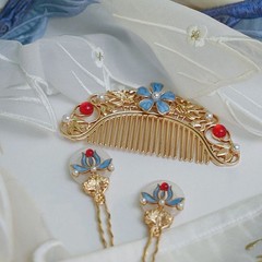 Hair Accessories Set 3pcs Ancient Chinese Style Hanfu Headpiece Comb Hairpin