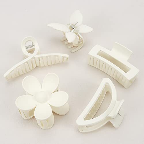 5 Pack Hair Clips Cute Claw Clips for Thick Hair 5 Count (Pack of 1) White