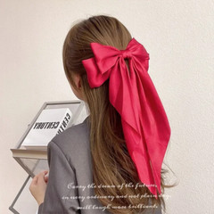 Solid Color Satin Ribbon Big Bows Hairpin Spring Clips Hair Accessories for Wome