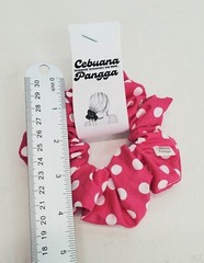 Handmade Women’s Scrunchie size Large Fuchsia Pink Cotton Fabric Polka Dot Print