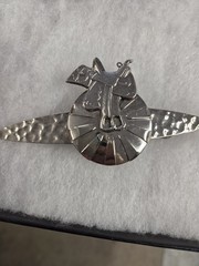 Vtg silver tone Western Country Cowboy saddle Hair Barrette