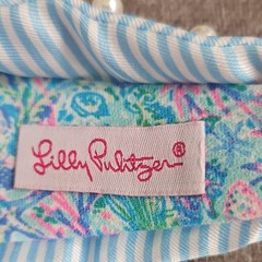 Lilly Pulitzer Blue White Striped Beaded Padded Knotted Headband