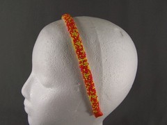 Orange Yellow seed bead 1/2″ wide headband beaded hair band accessory