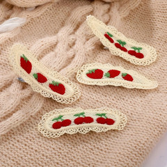 2Pcs Cute Hairpins, Colorful Knitted Cherry and Strawberry Hairpins, Lace Floral