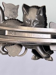 Vintage 90’s Tricolor Metal Cats Kitten Barrette Hair Clip Made in France