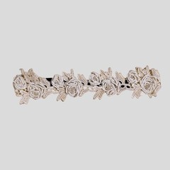 Ivory Beaded Rose Lace Headband Handmade Bridal Hair Accessory Wedding Festival
