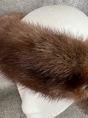 Elegant Dark Brown Mink Headband With Two Decorative Mink Balls