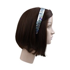 1 Inch Silver Crackle Design Headband for Women and Girls