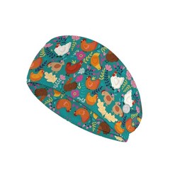 Rooster Chicken Print Nurse Headband with Buttons for Mask Non Slip Nursing H…