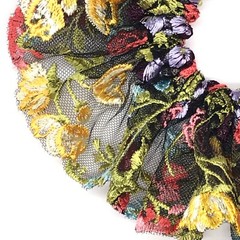 Daria L Floral Scrunchies Embroidery Scrunchies Lace Ponytail Holders Oversized