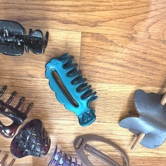 Vintage 90s Y2K Hair Clip Lot 10pc Butterfly Leather Slide Claw Jaw Clips Multi