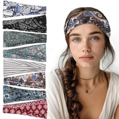 8 Pack Headbands for Women, Boho Style Headbands Non Slip Bohemian colors