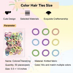50 Pack Ouchless Elastic Hair Ties No Crease Ponytail Holders Soft Hair Bands US