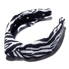 LELE SADOUGHI X SOLID AND STRIPED KNOTTED HEADBAND BLACK WHITE ZEBRA STRIPE NWOT