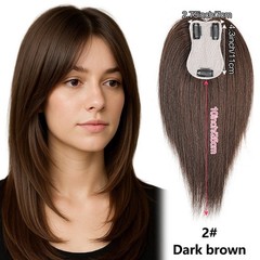 2.75″x4.3″Needlling Silk Effect 100% Human Hair Topper for Women Clip in 8″~14″