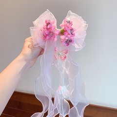 Butterfly knot mesh hair accessory, women’s dreamy tassel flower headpiece