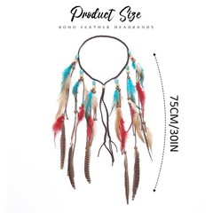 Boho Feather Headband Hippie Headpiece Gypsy Indian Costume Headdress Bohemia…