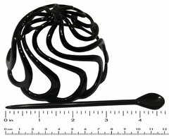 Parcelona French Swirls Black Shell Large Celluloid Slide Hair Bun Cover