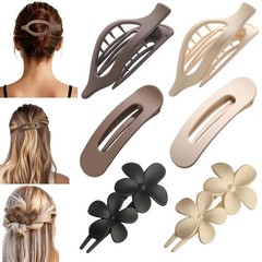 6 Pack Large Flat Claw Clips for Women, 1 Count (Pack of 6), Brown&White