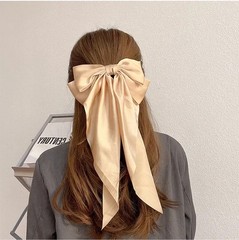 Solid Color Satin Ribbon Big Bows Hairpin Spring Clips Hair Accessories for