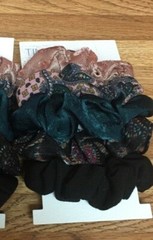Time And Tru 5 Pack Textured Scrunchies Printed & Solids for all types of hair