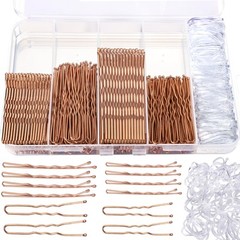 300 Pcs Bobby Pins W/ Hair Pins Hair Bands Kit Rose Gold 2in 2.36in 2.75in Women