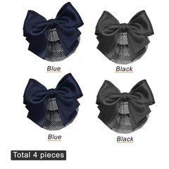 4pcs Women Hair Clips with Bowknot Hair Bun Cover Barrettes Net Snood Hairnet…