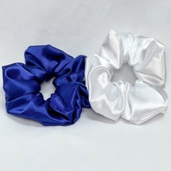 Navy Silky Satin Scrunchie | Big Scrunchies | Fashion Hair Ties | Team Colors