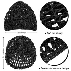 Geyoga 4 Pieces Mesh Crochet Hair Net Rayon Knit Snood Hat Thick Short Women Hai