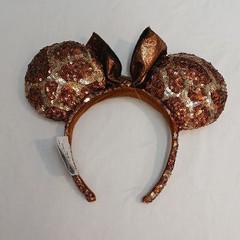 Bronze Sequin Minnie Mouse Ears Bow Headband Women Teens Unisex Party