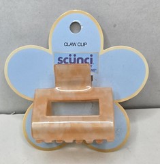 Scunci Open Cut Rectangular Light Orange Marbled Neutral Hair Claw Clip New