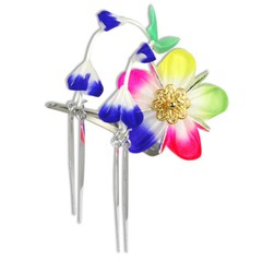 Japanese Tsumami Kanzashi Maiko Geisha Kimono “Hana” Hair Ornament w/ Clip #75